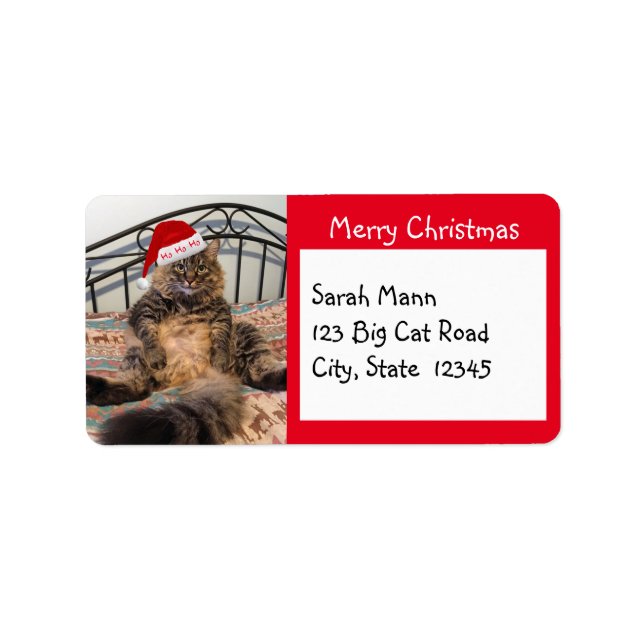 Santa Cat Merry Christmas Address Labels (Front)
