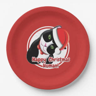 Santa Cat Paper Plate