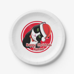 Santa Cat Paper Plate
