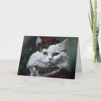 Santa Cat Portrait Thank You Card