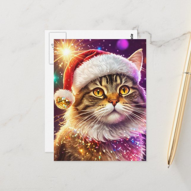 Santa Cat Postcard (Front/Back In Situ)