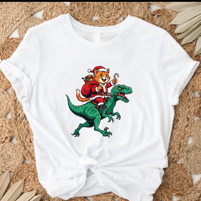 Santa Cat Riding Dinosaur T-Shirt (Creator Uploaded)