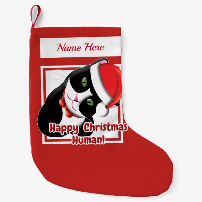 Santa Cat Small Christmas Stocking (Front)