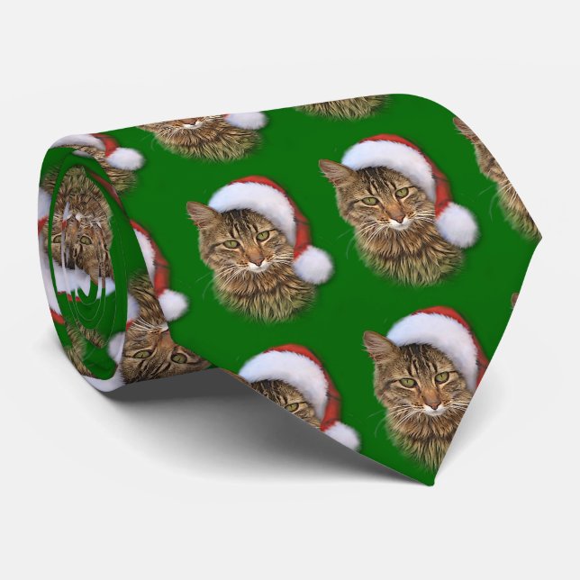 Santa Cat Tie (Rolled)