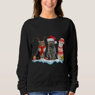 Santa Cat Ugly Christmas Light For Cat Mum Cat Dad Sweatshirt