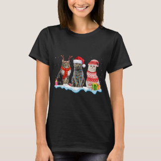 Santa Cat Ugly Christmas Light For Cat Mum Cat Dad T-Shirt