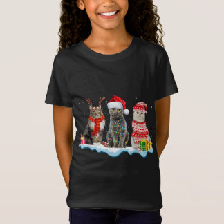 Santa Cat Ugly Christmas Light For Cat Mum Cat Dad T-Shirt