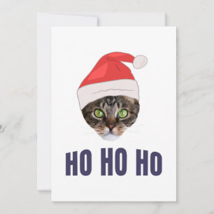 Santa Cat with Santa hat, Ho Ho ho Invitation