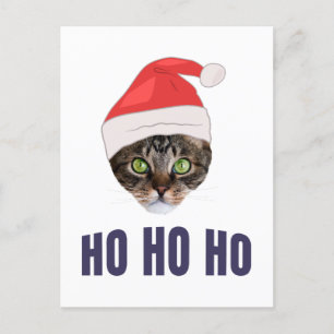 Santa Cat with Santa hat, Ho Ho ho Invitation Postcard