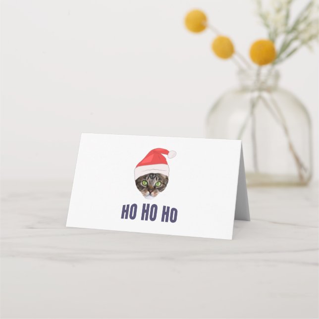 Santa Cat with Santa hat, Ho Ho ho Invitation Squa (Front)
