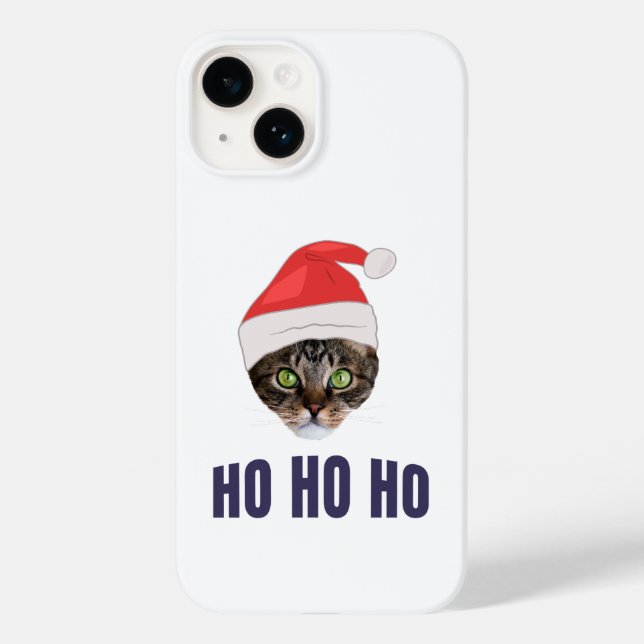 Santa Cat with Santa hat, Ho Ho ho Invitation Squa Case-Mate iPhone Case (Back)