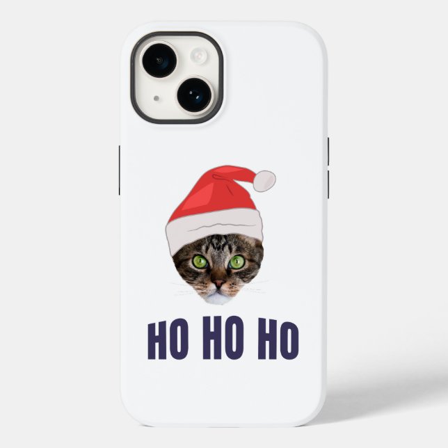 Santa Cat with Santa hat, Ho Ho ho Invitation Squa Case-Mate iPhone Case (Back)