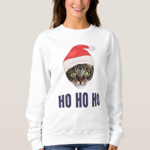 Santa Cat with Santa hat, Ho Ho ho Invitation Squa Sweatshirt
