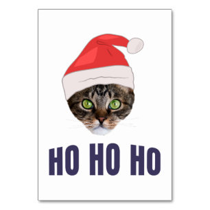 Santa Cat with Santa hat, Ho Ho ho Invitation Squa Table Number