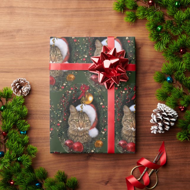 Santa Cat Wrapping Paper (Holiday Gift)