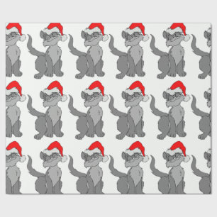 SANTA CAT WRAPPING PAPER