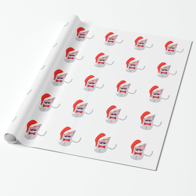 Santa Cat Wrapping Paper (Unrolled)