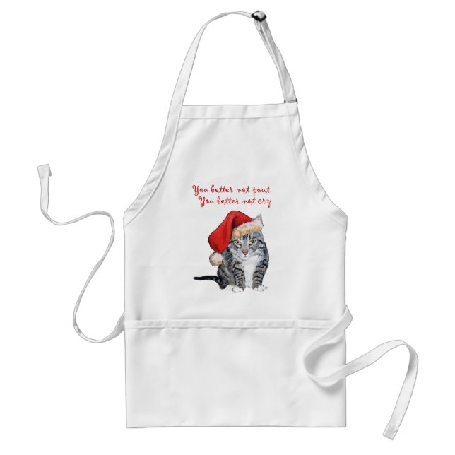 Santa Cat - You better not pout! Standard Apron (Front)