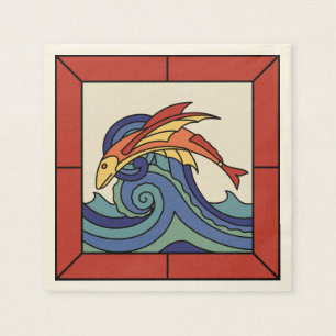 Santa Catalina Island Vintage Flying Fish Tile Napkin