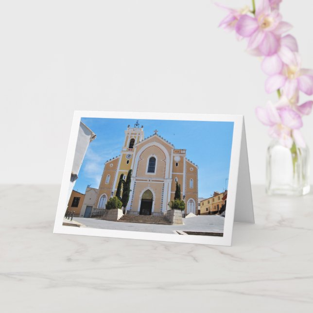 Santa Catalina Mártir Church in Vilamarxant, Spain Card (Orchid)