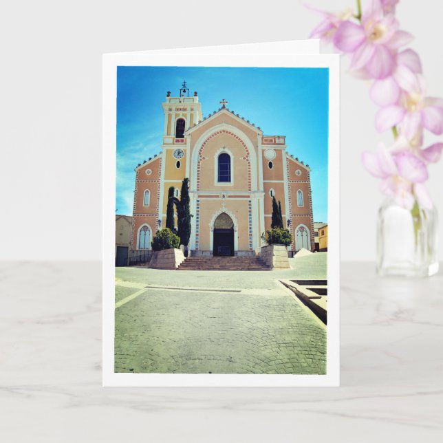 Santa Catalina Mártir Church in Vilamarxant, Spain Card (Orchid)