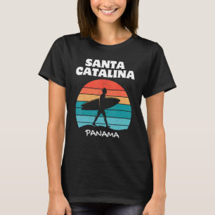 SANTA CATALINA PANAMA Surf Retro Sunset Surfing T-Shirt