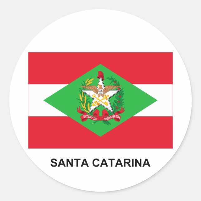 Santa Catarina, Brazil Flag Classic Round Sticker (Front)