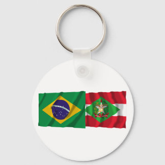 Santa Catarina & Brazil Waving Flags Key Ring