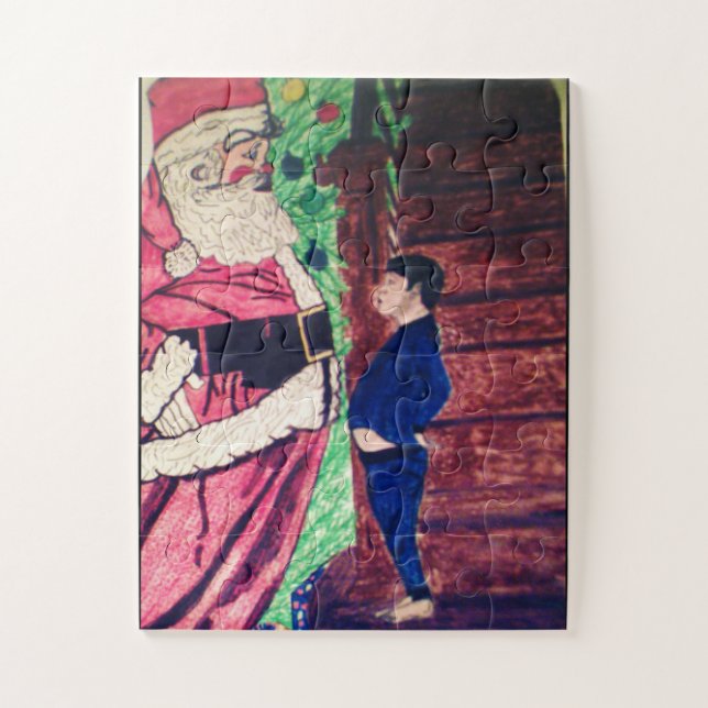 SANTA CAUGHT BY CHILD  JIGSAW PUZZLE (Vertical)