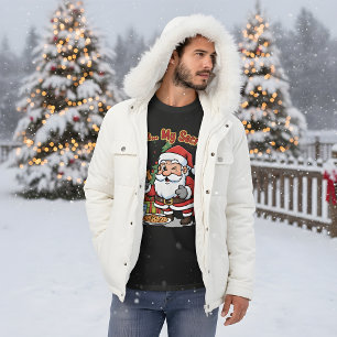 Santa Caught Stealing Cookies Funny Cartoon  T-Shirt