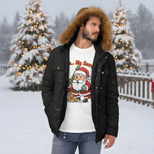 Santa Caught Stealing Cookies Funny Cartoon  T-Shirt