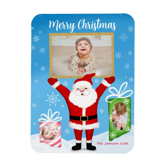 Santa Celebrating Merry Christmas 3 Photo Magnet (Vertical)