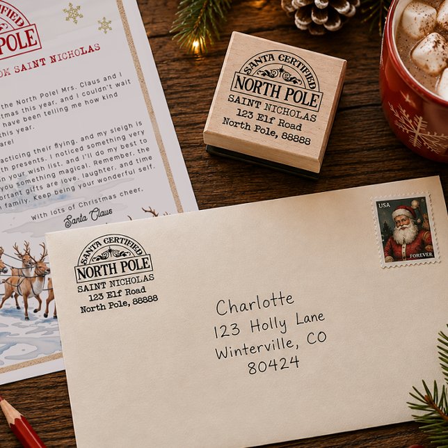 Santa Certified North Pole Address Stamp (Christmas Stampt)
