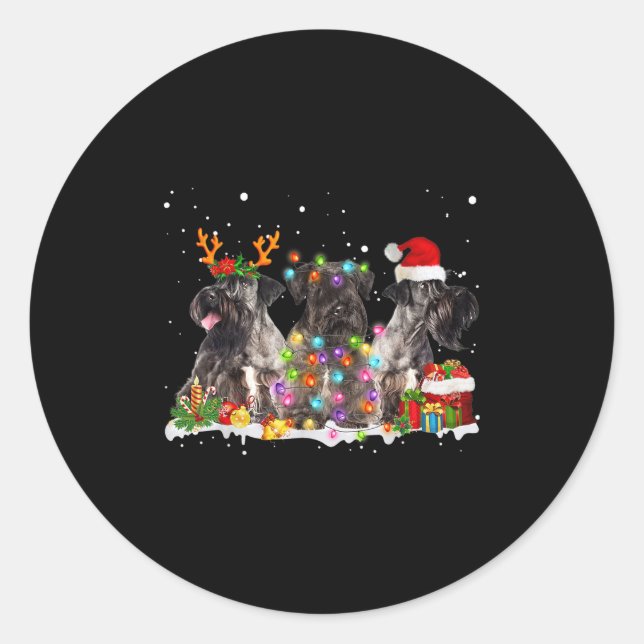 Santa Cesky Terrier Dog Gorgeous Reindeer Christma Classic Round Sticker (Front)