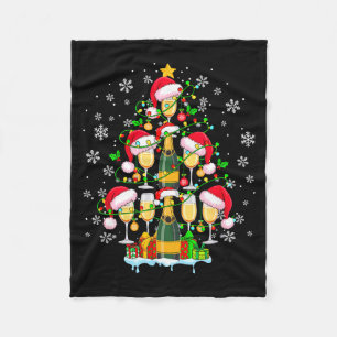 Santa Champagnes As Christmas Tree Matching Drinke Fleece Blanket