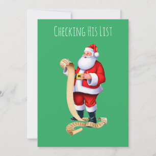 Santa Checking His List Holiday Card