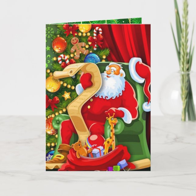 Santa Checking His List Holiday Card (Front)
