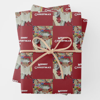 Santa Checking It Twice Merry Christmas Red Wrapping Paper Sheet