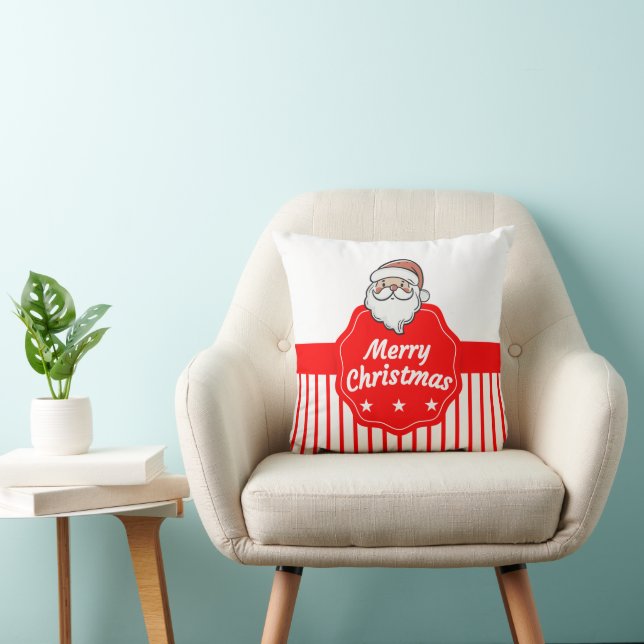 Santa Cheer Christmas Throw Pillow (Chair)