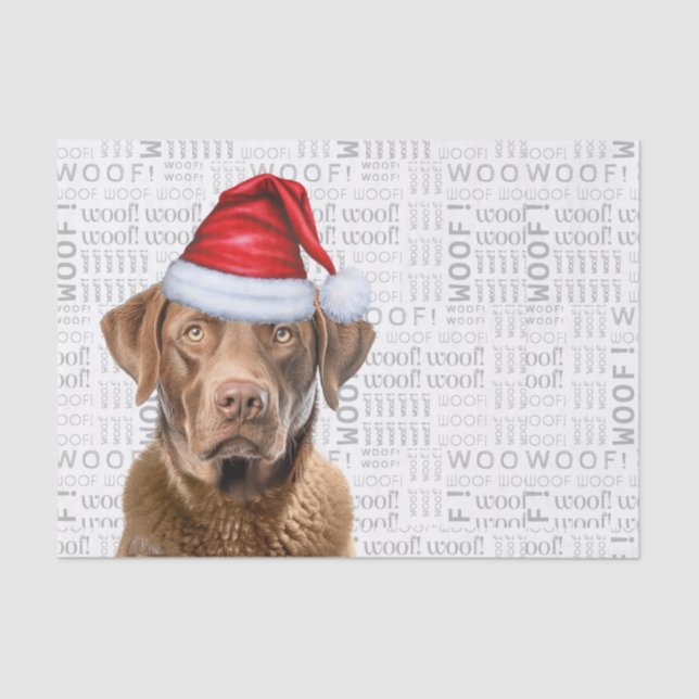 Santa Chesapeake Bay Dog Festive Christmas Holiday Tissue Paper (Front)