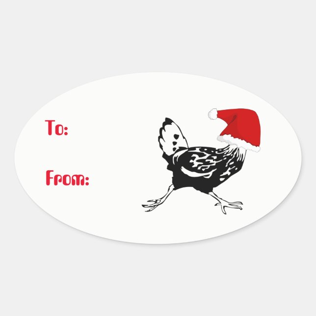 Santa Chicken Christmas Gift Tag Stickers (Front)