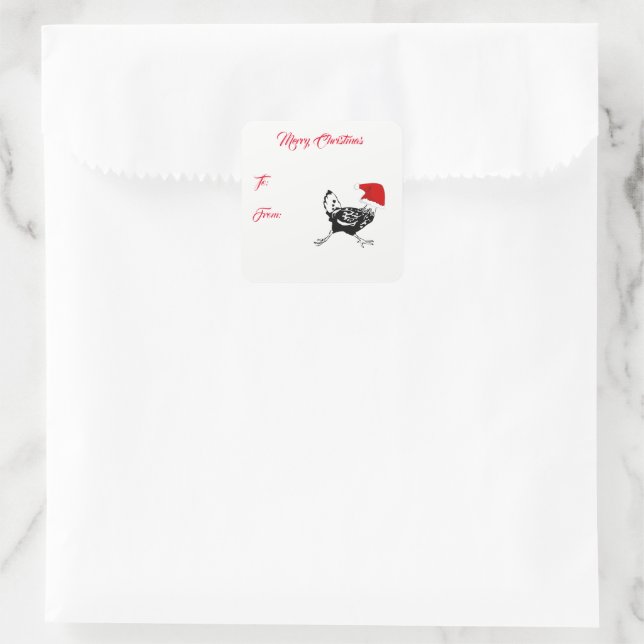 Santa Chicken Christmas Gift Tag Stickers (Bag)