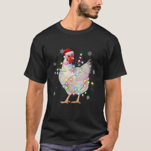 Santa Chicken Christmas Lights Farmer Xmas Chicken T-Shirt