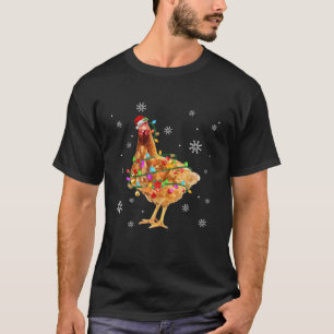 Santa Chicken Christmas Tree Light Pajama X-Mas Ma T-Shirt