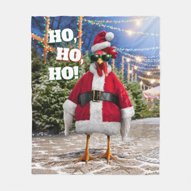 Santa Chicken Fleece Blanket (Front)