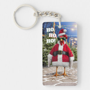Santa Chicken Key Ring