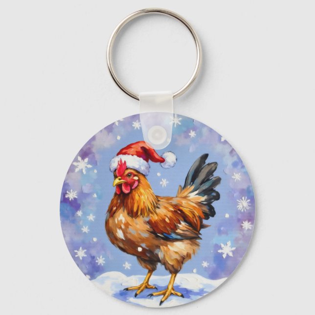 Santa Chicken Key Ring (Front)