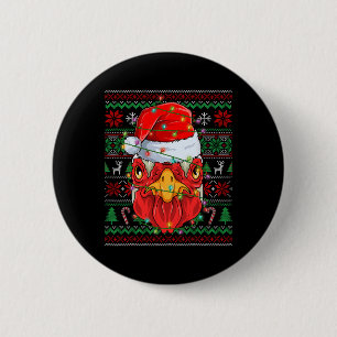 Santa Chicken Lover Farmer Christmas Pjs Ugly Xmas 6 Cm Round Badge