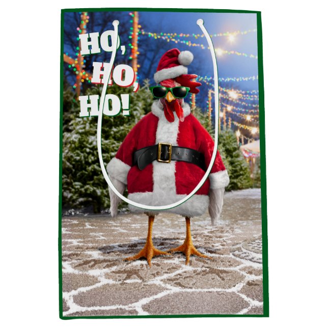 Santa Chicken Medium Gift Bag (Front)