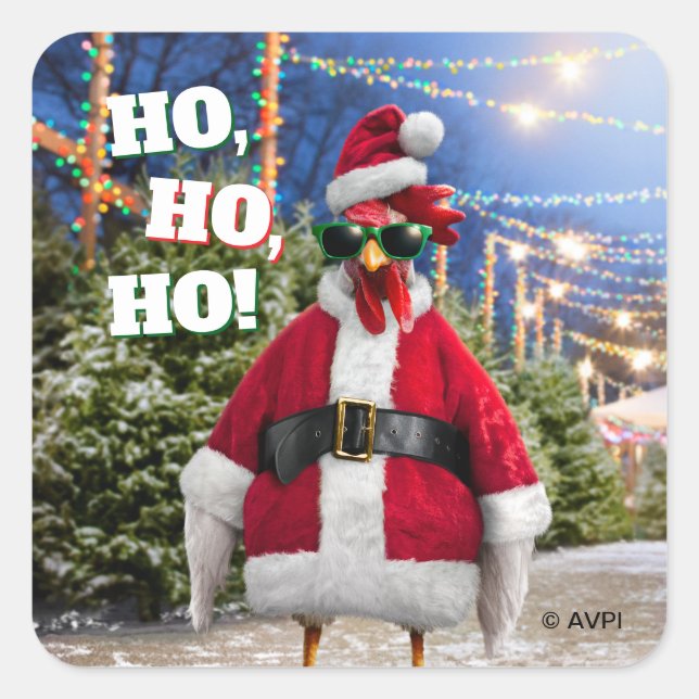 Santa Chicken Square Sticker (Front)